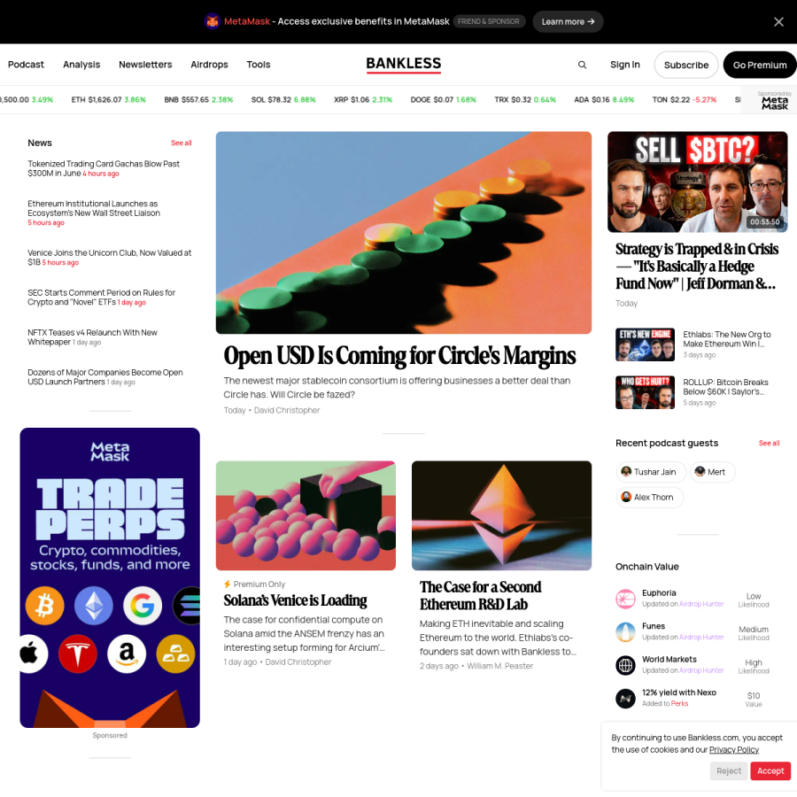 bankless.com homepage screenshot