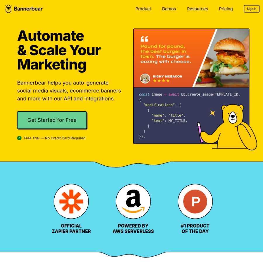 bannerbear.com homepage screenshot