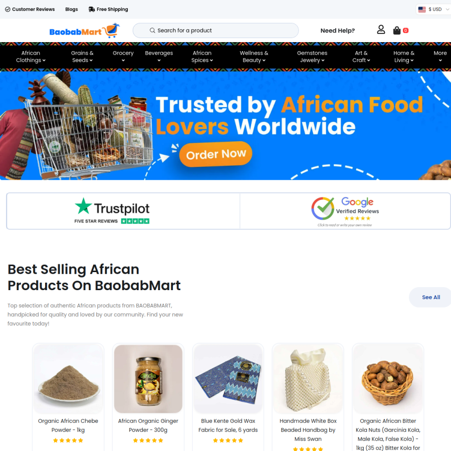 baobabmart.com homepage screenshot
