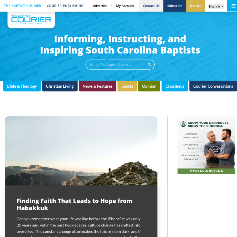 baptistcourier.com homepage screenshot