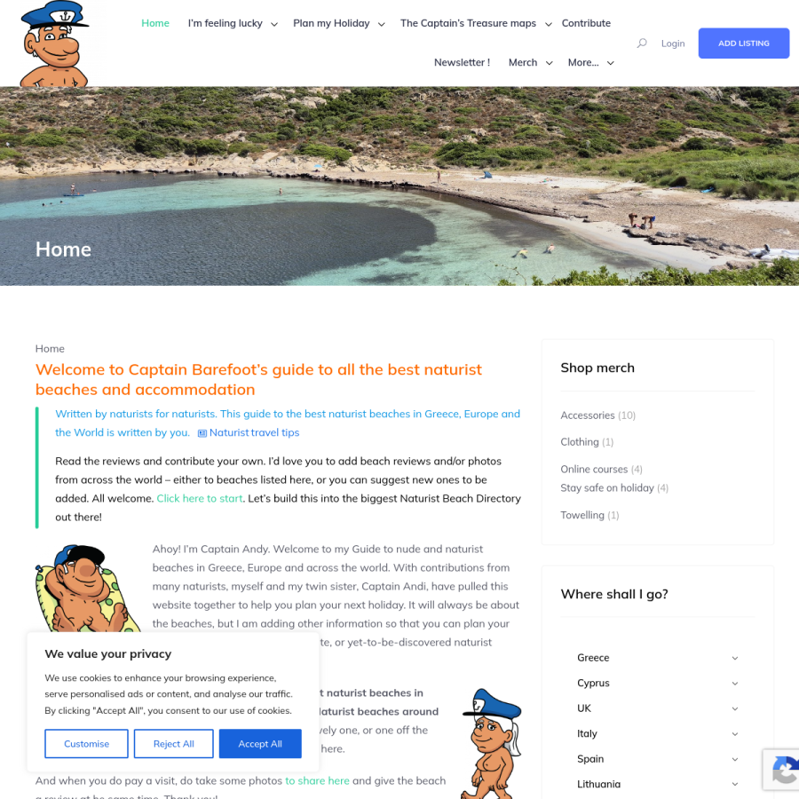 barefoot.holiday homepage screenshot
