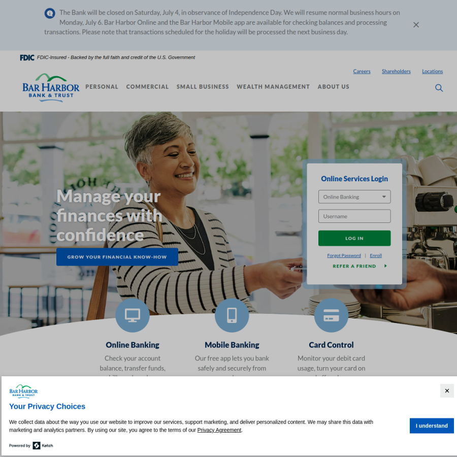 barharbor.bank homepage screenshot