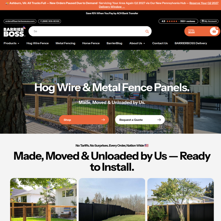 barrierbossusa.com homepage screenshot