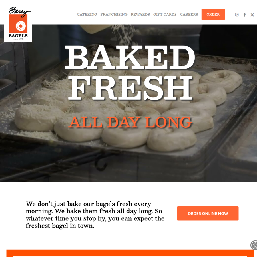 barrybagels.com homepage screenshot