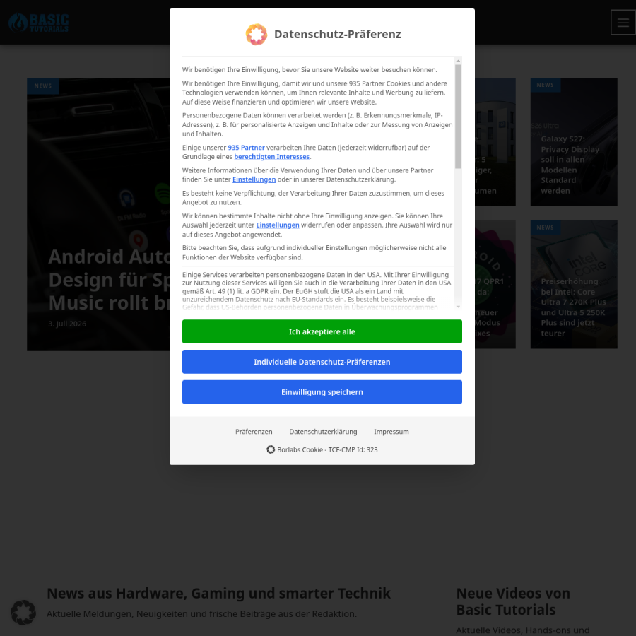 basic-tutorials.de homepage screenshot
