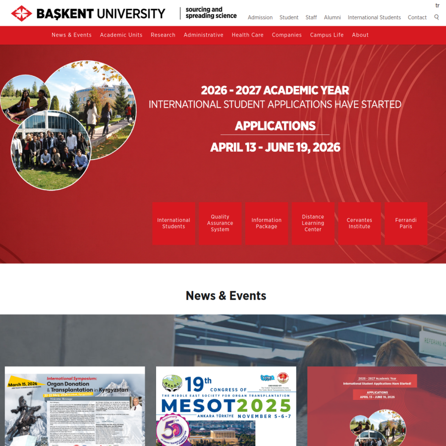 baskent.edu.tr homepage screenshot