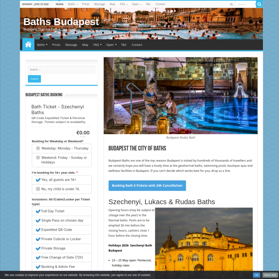 bathsbudapest.com homepage screenshot