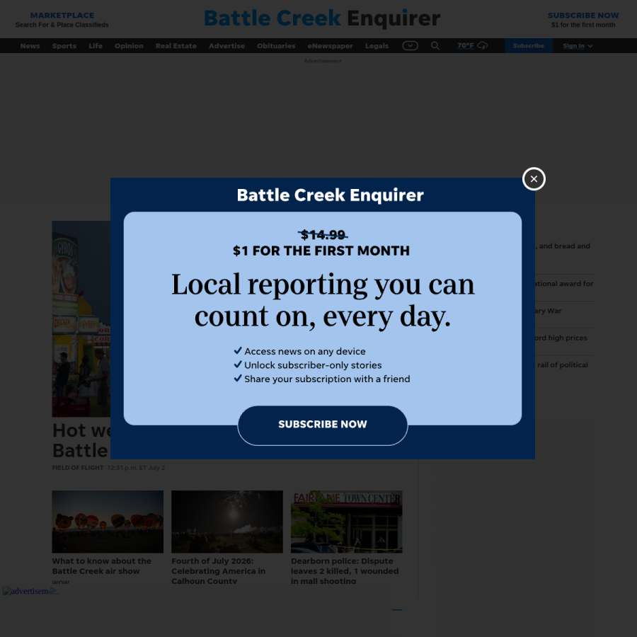 battlecreekenquirer.com homepage screenshot