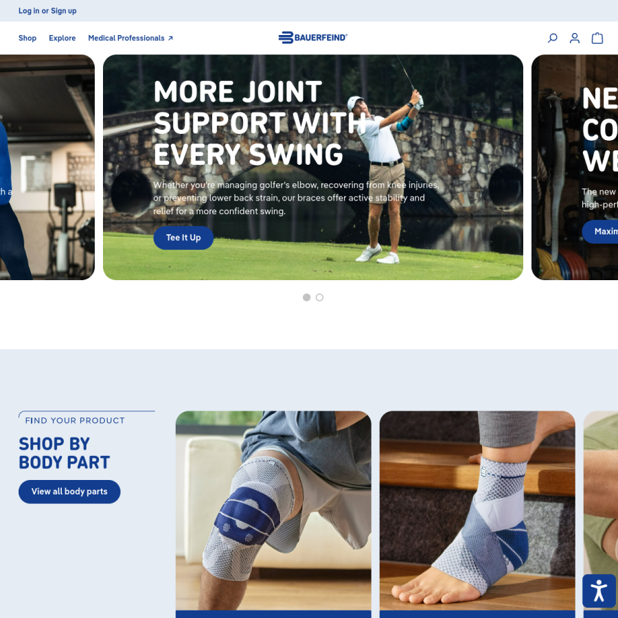 bauerfeind.com homepage screenshot