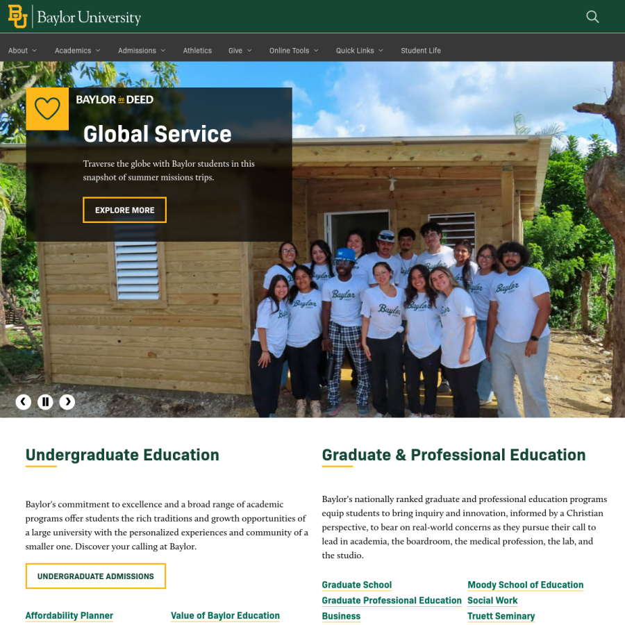 baylor.edu homepage screenshot
