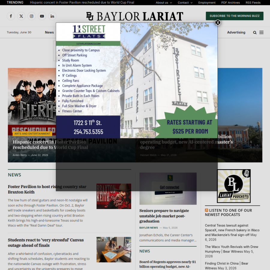 baylorlariat.com homepage screenshot