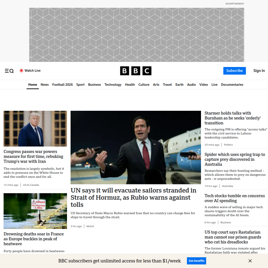 bbc.co.uk homepage screenshot