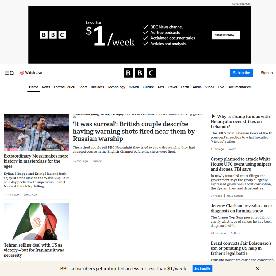 bbc.com homepage screenshot