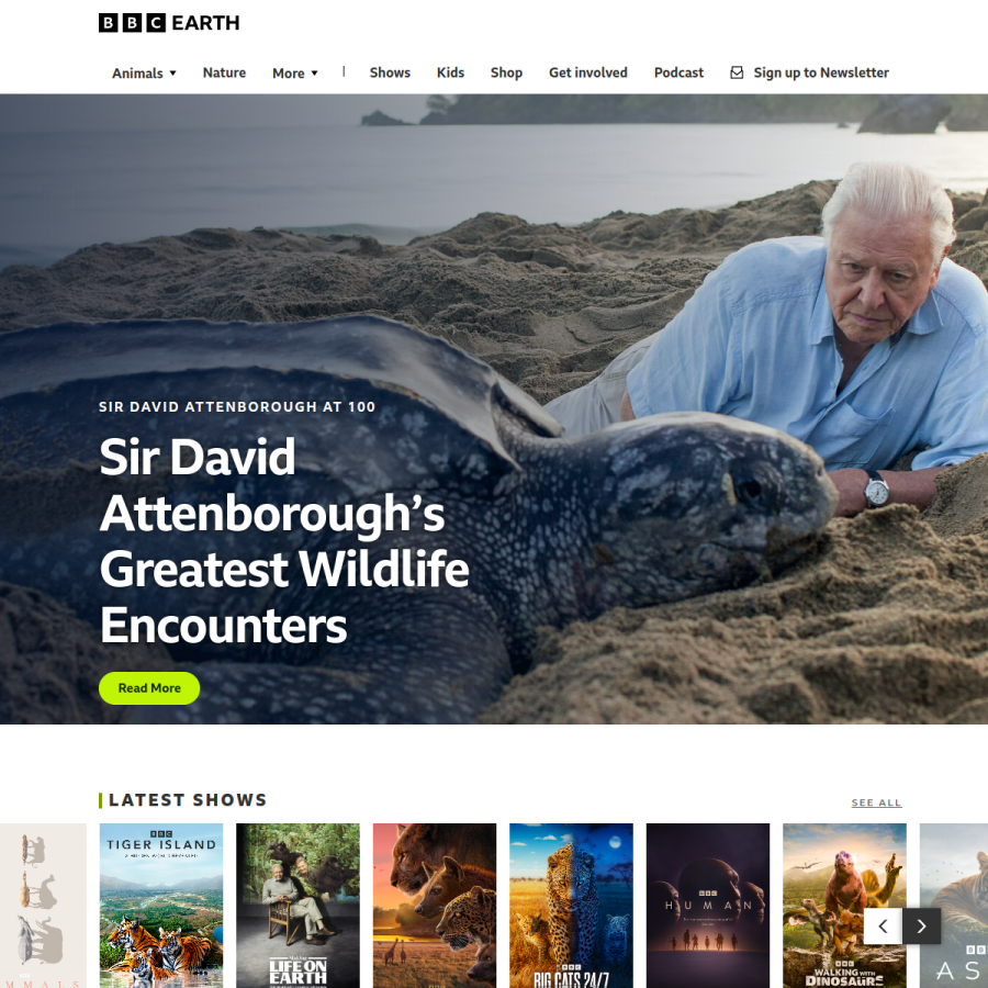 bbcearth.com homepage screenshot