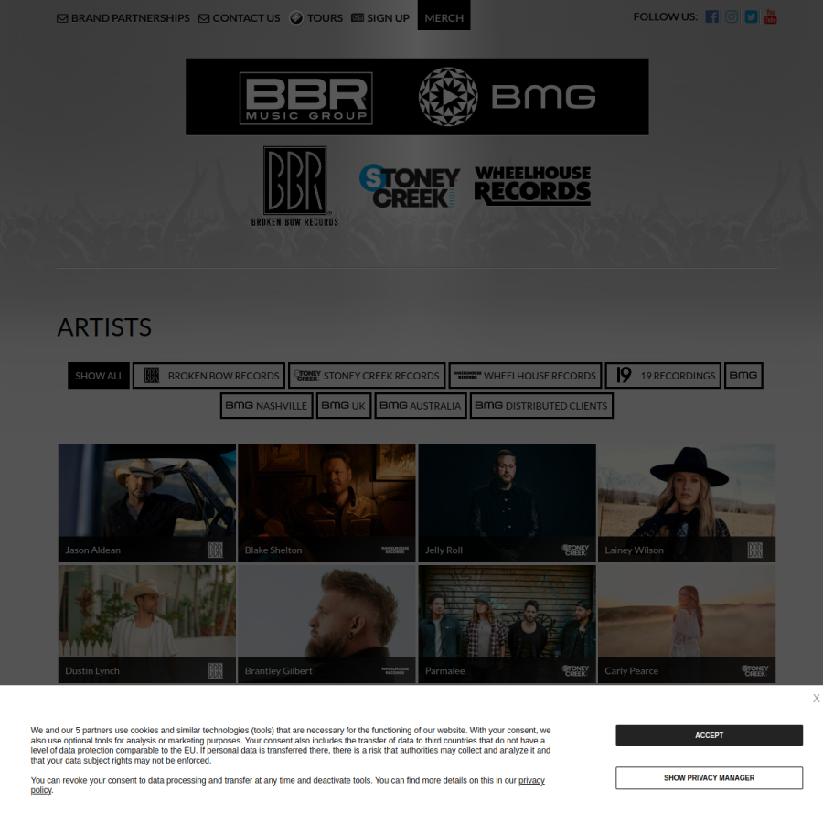 bbrmusicgroup.com homepage screenshot
