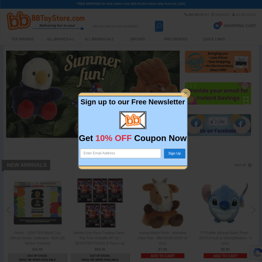 bbtoystore.com homepage screenshot