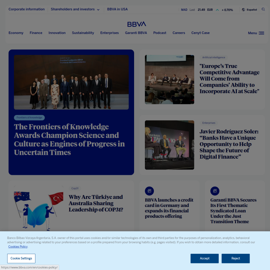 bbva.com homepage screenshot
