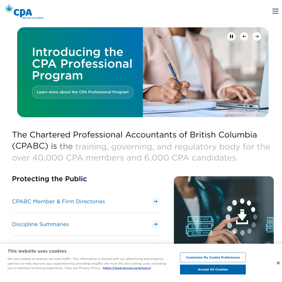 bccpa.ca homepage screenshot