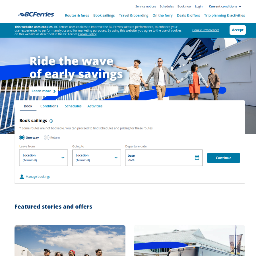 bcferries.com homepage screenshot