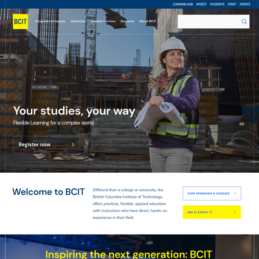 bcit.ca homepage screenshot