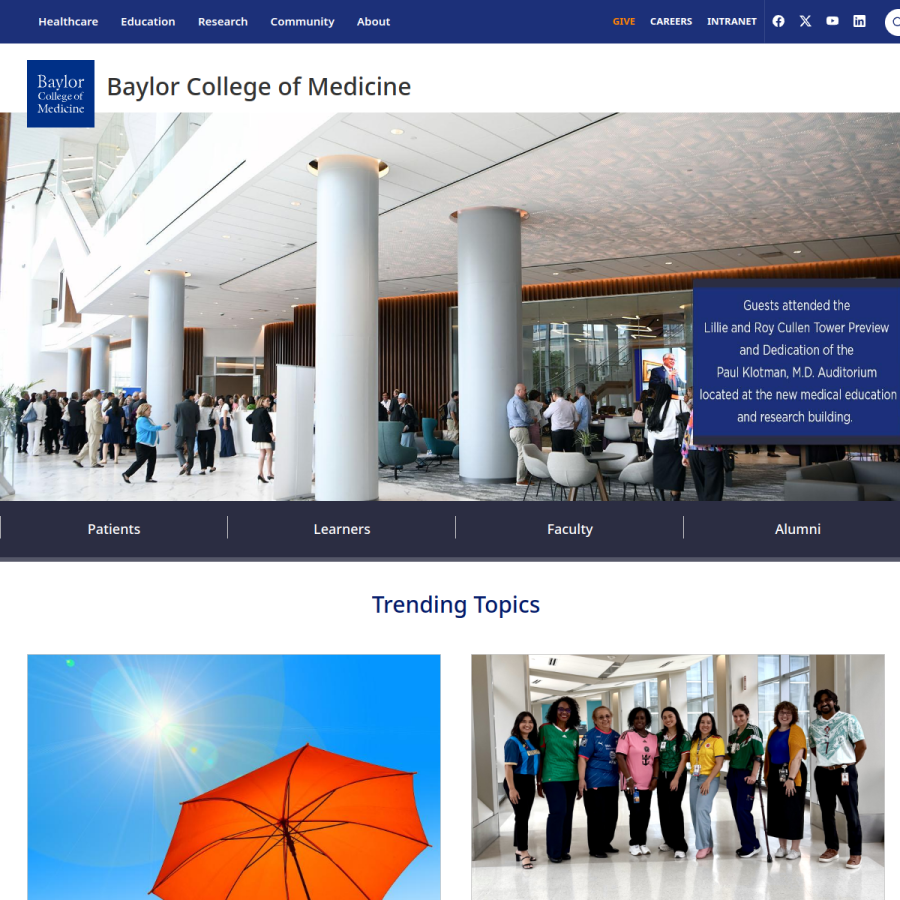 bcm.edu homepage screenshot