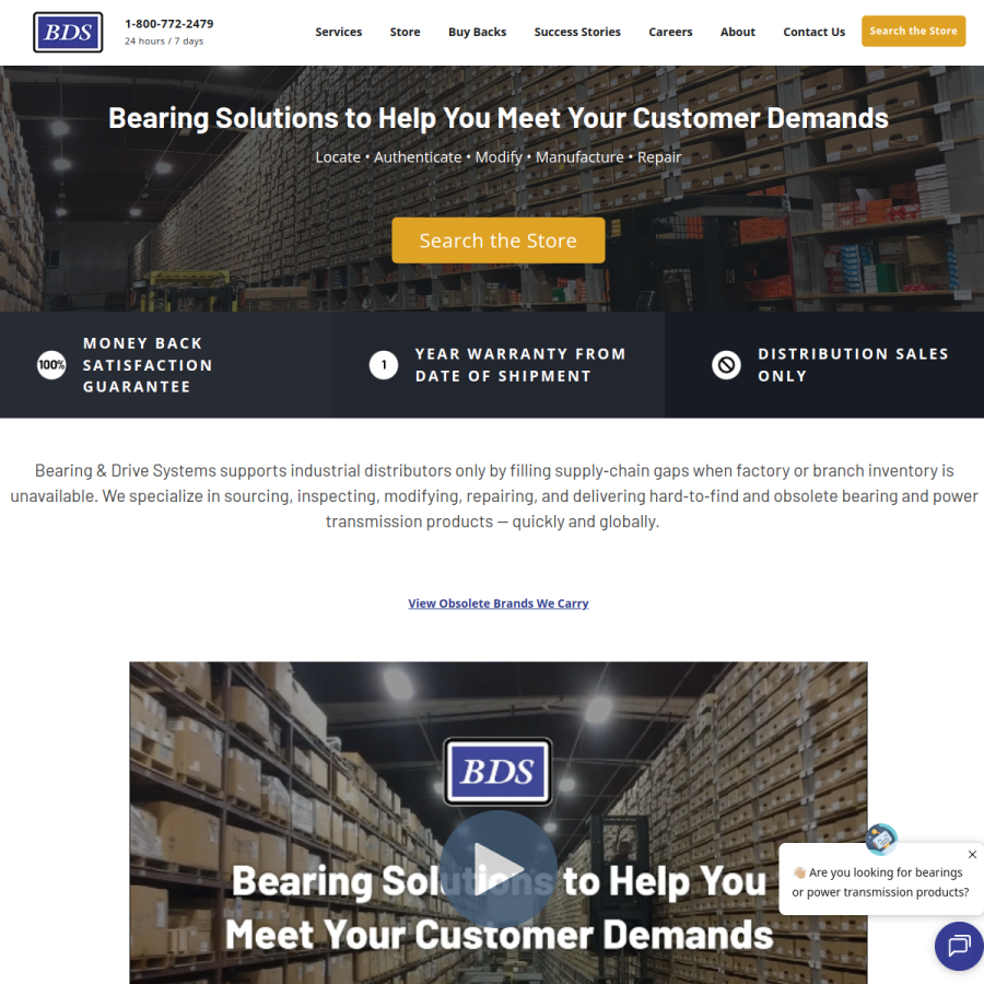 bdsbearing.com homepage screenshot