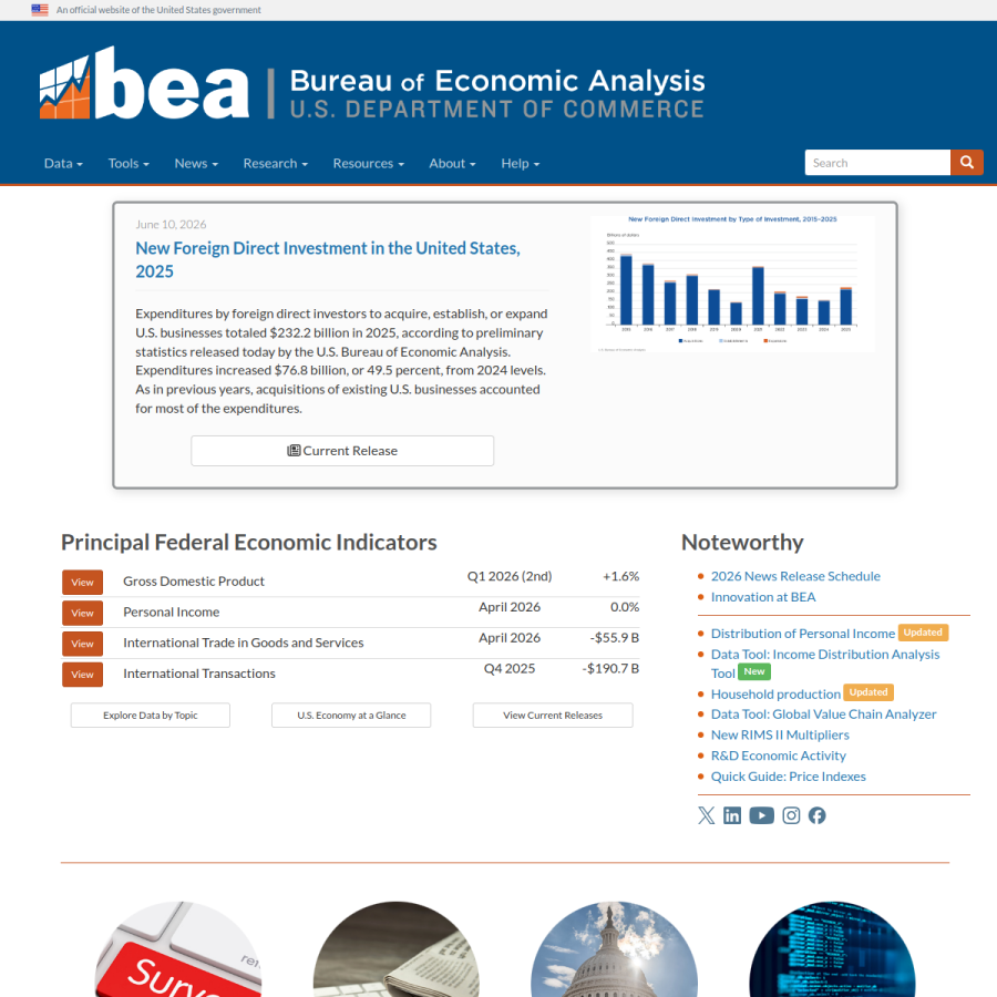 bea.gov homepage screenshot