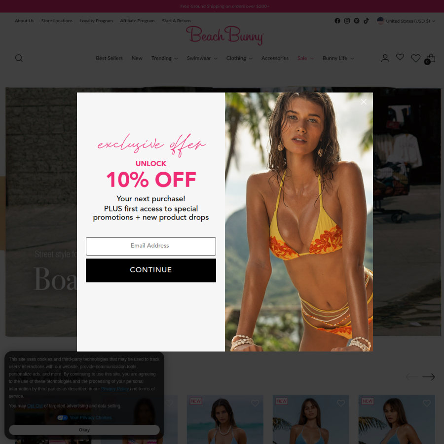beachbunnyswimwear.com homepage screenshot
