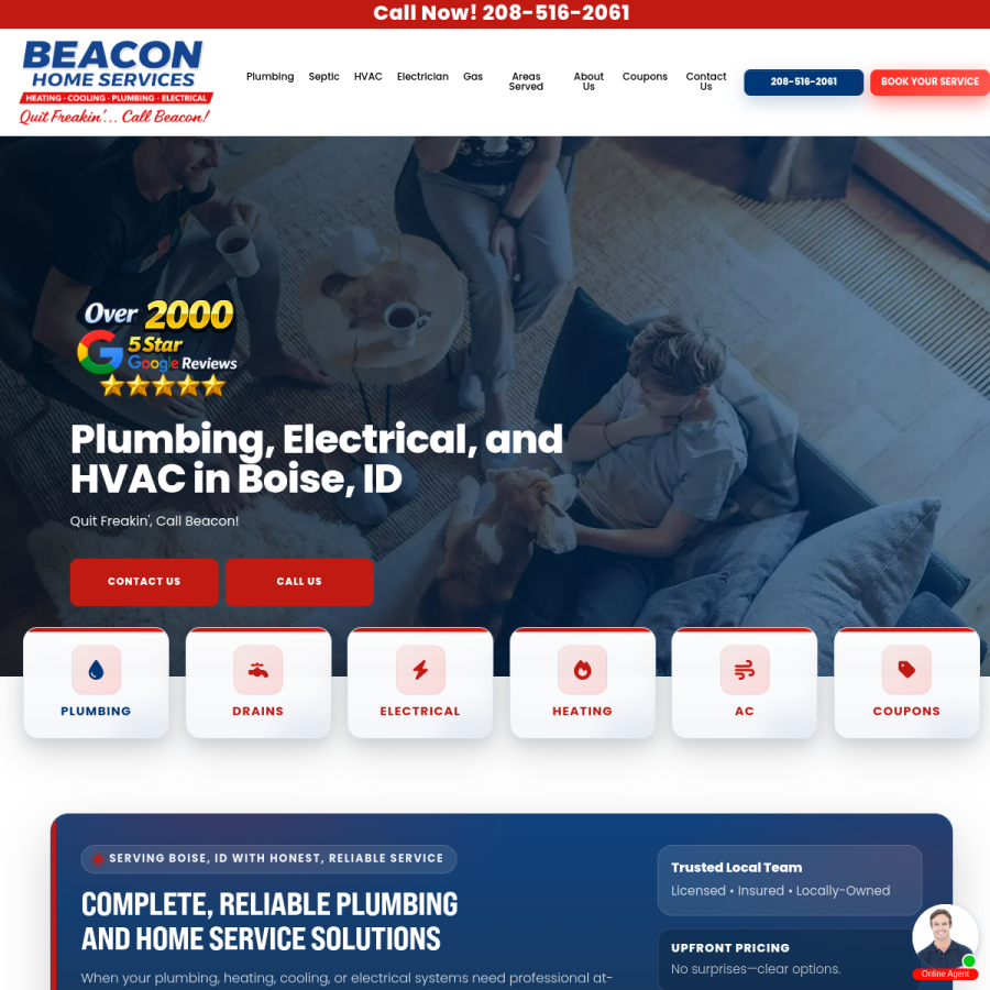 beaconplumbing.com homepage screenshot