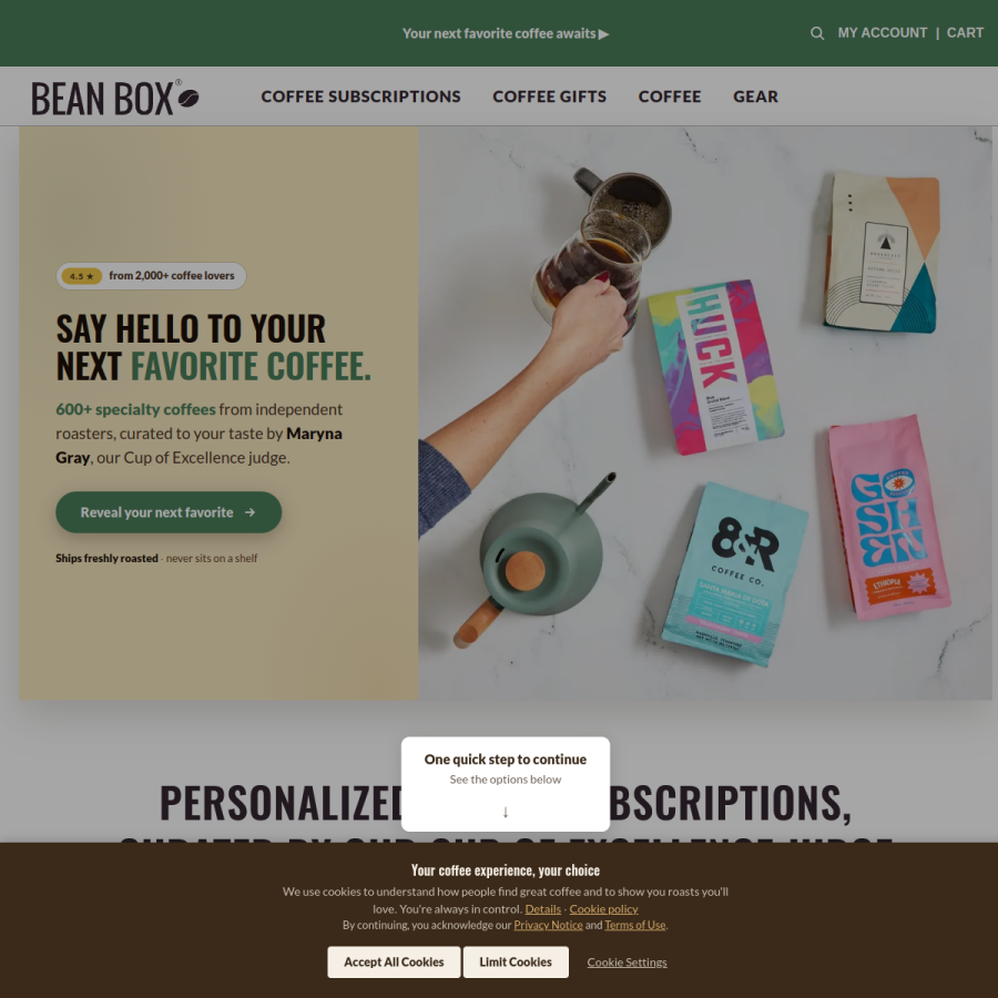 beanbox.com homepage screenshot