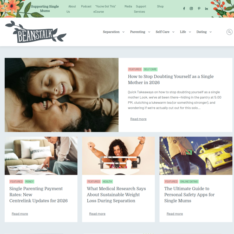 beanstalkmums.com.au homepage screenshot