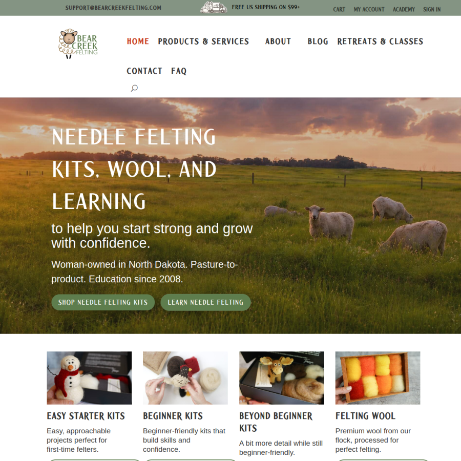 bearcreekfelting.com homepage screenshot