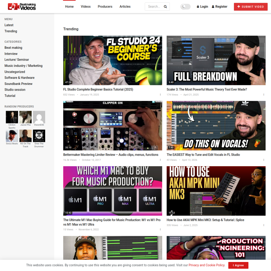 beatmakingvideos.com homepage screenshot