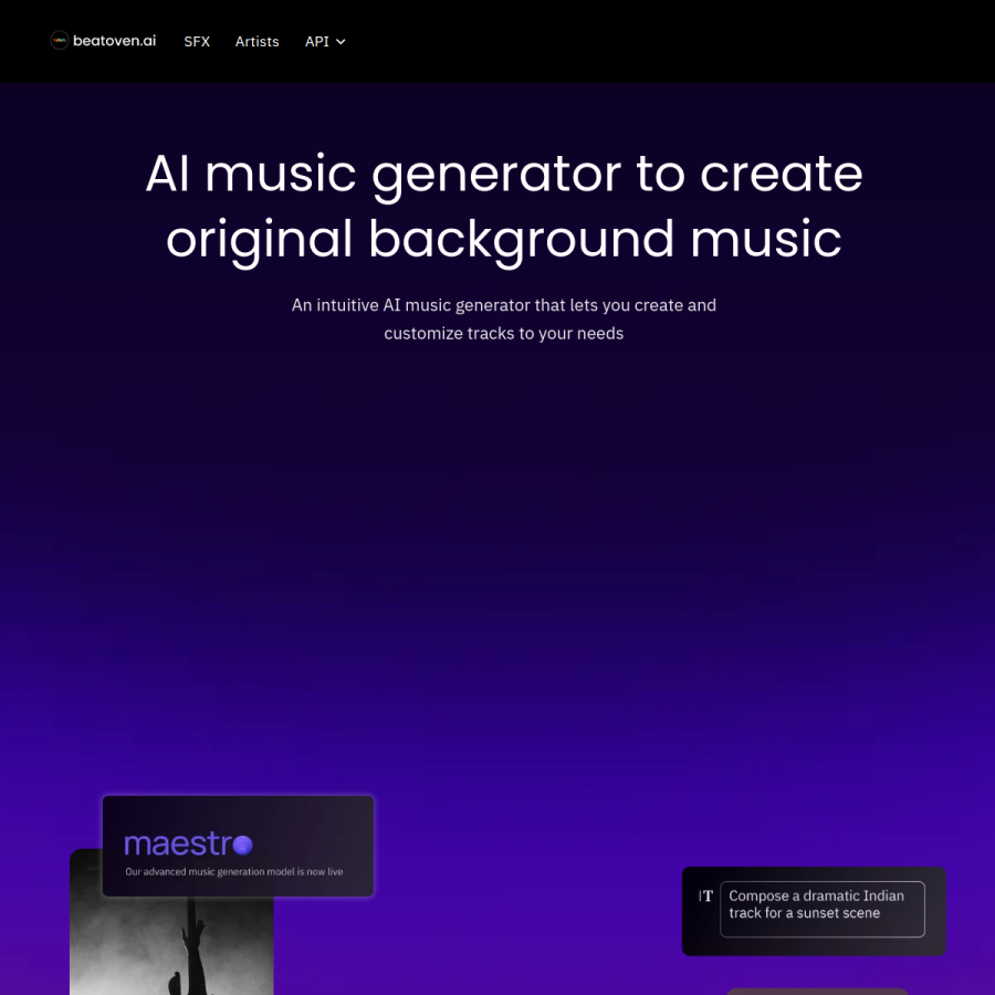 beatoven.ai homepage screenshot