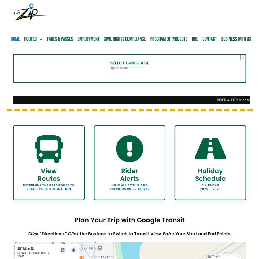 beaumontzip.com homepage screenshot