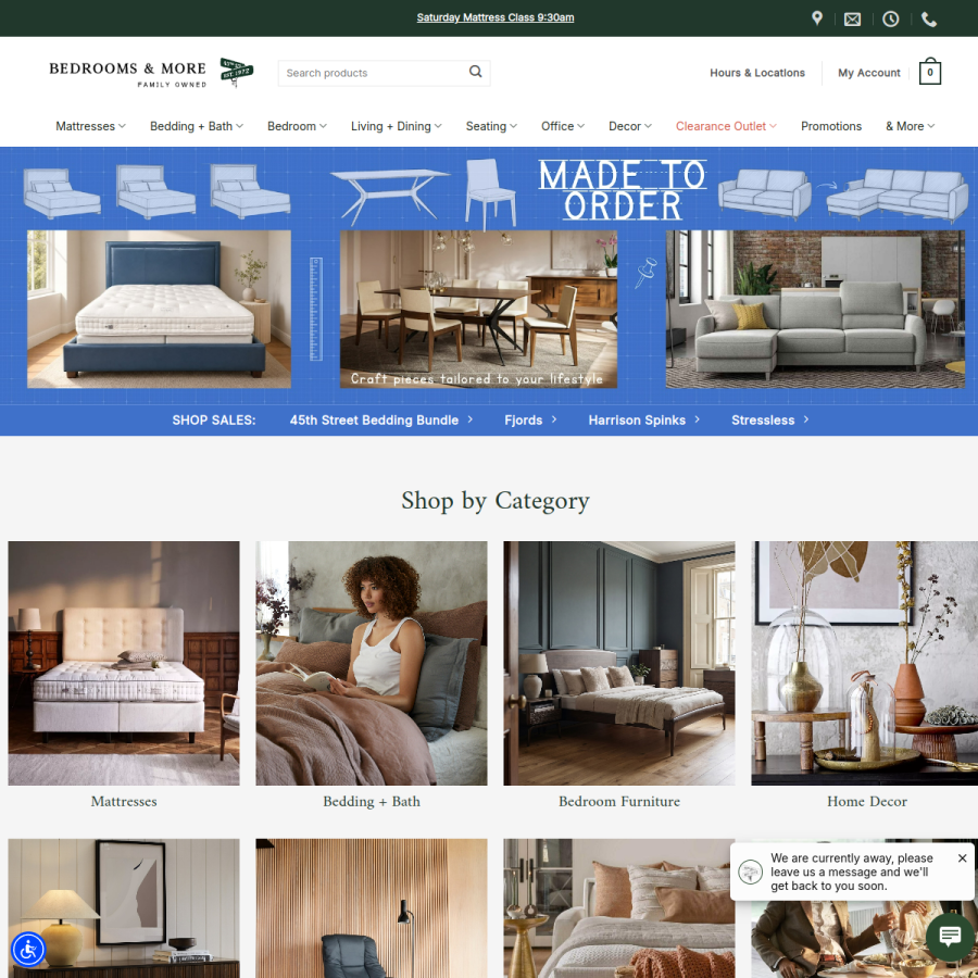 bedroomsandmore.com homepage screenshot