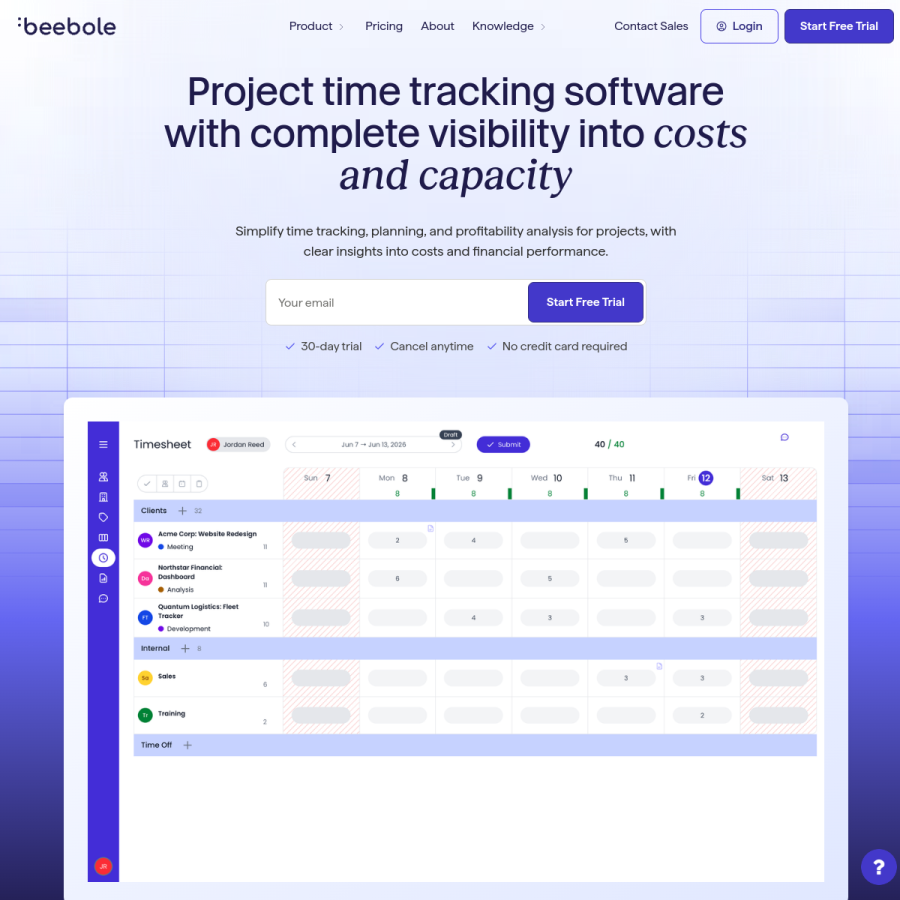 beebole.com homepage screenshot