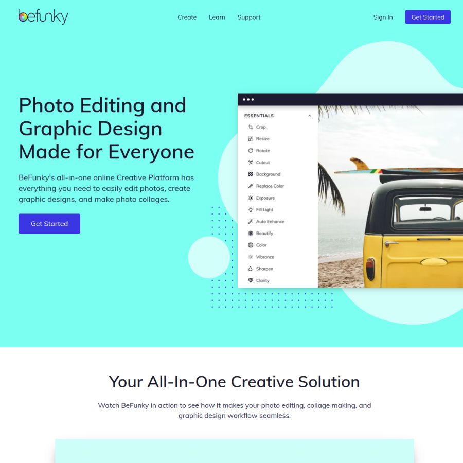 befunky.com homepage screenshot