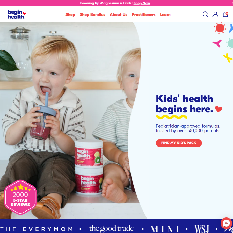 beginhealth.com homepage screenshot