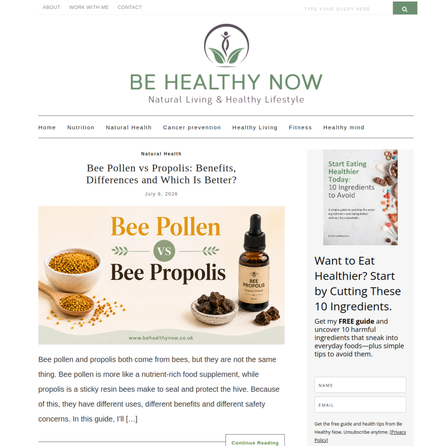 behealthynow.co.uk homepage screenshot
