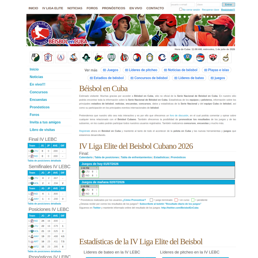 beisbolencuba.com homepage screenshot