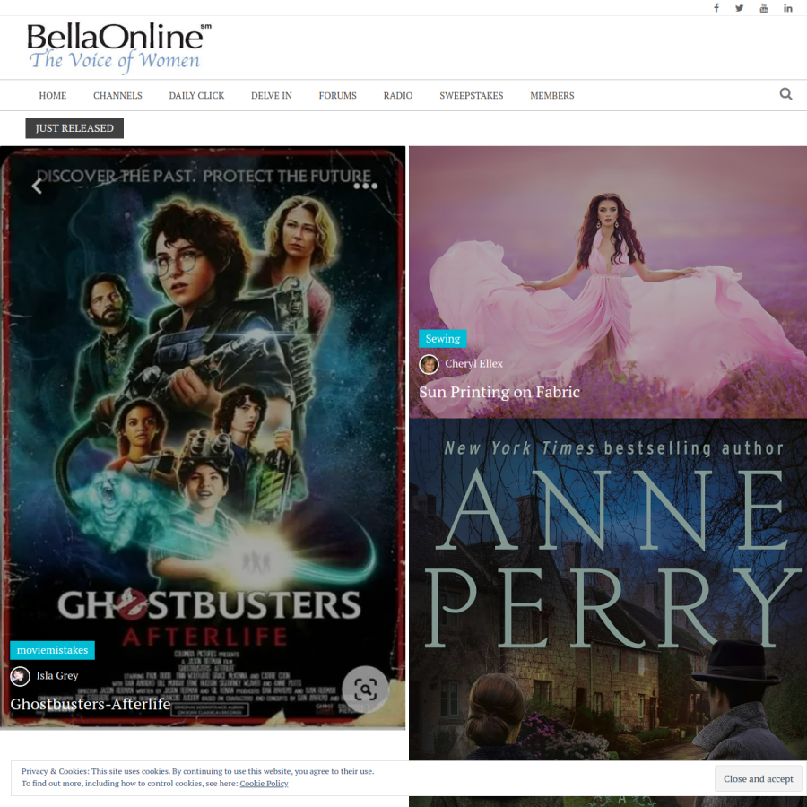 bellaonline.com homepage screenshot