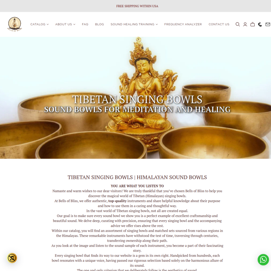 bellsofbliss.com homepage screenshot