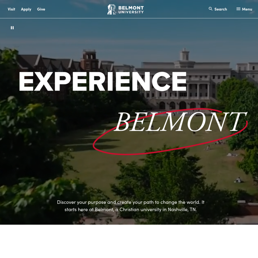 belmont.edu homepage screenshot