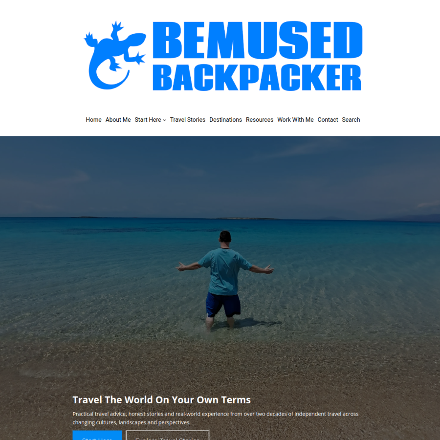 bemusedbackpacker.com homepage screenshot