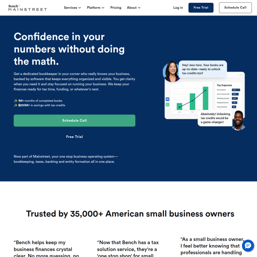 bench.co homepage screenshot