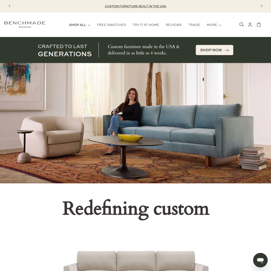 benchmademodern.com homepage screenshot
