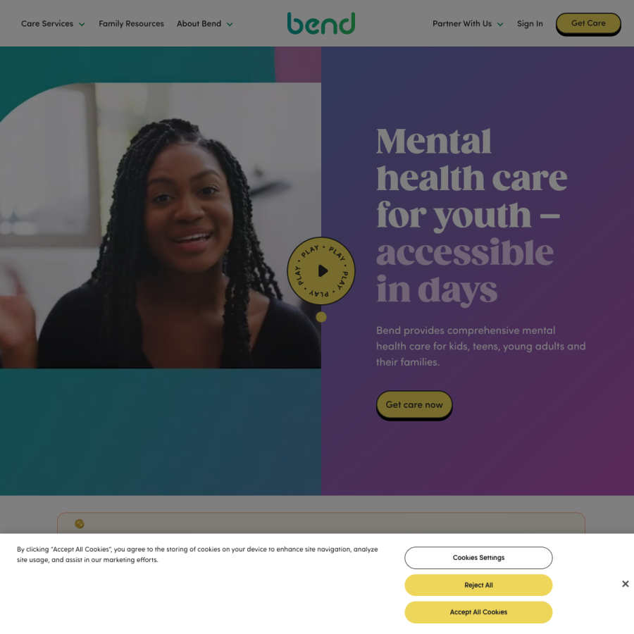 bendhealth.com homepage screenshot