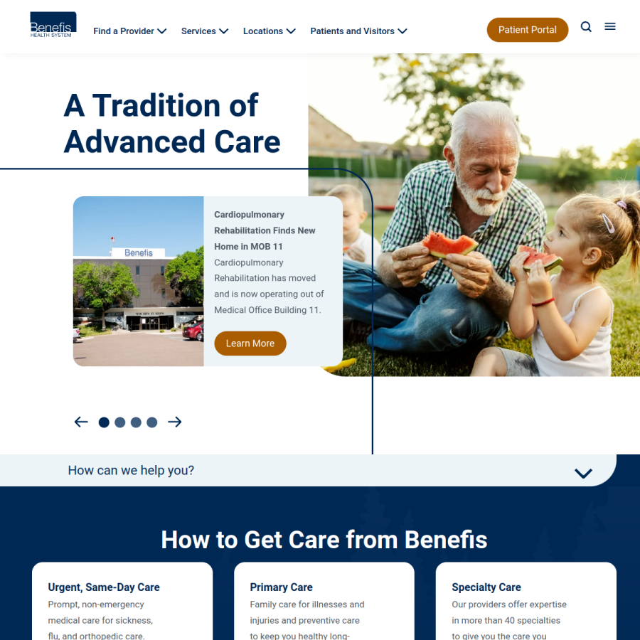 benefis.org homepage screenshot