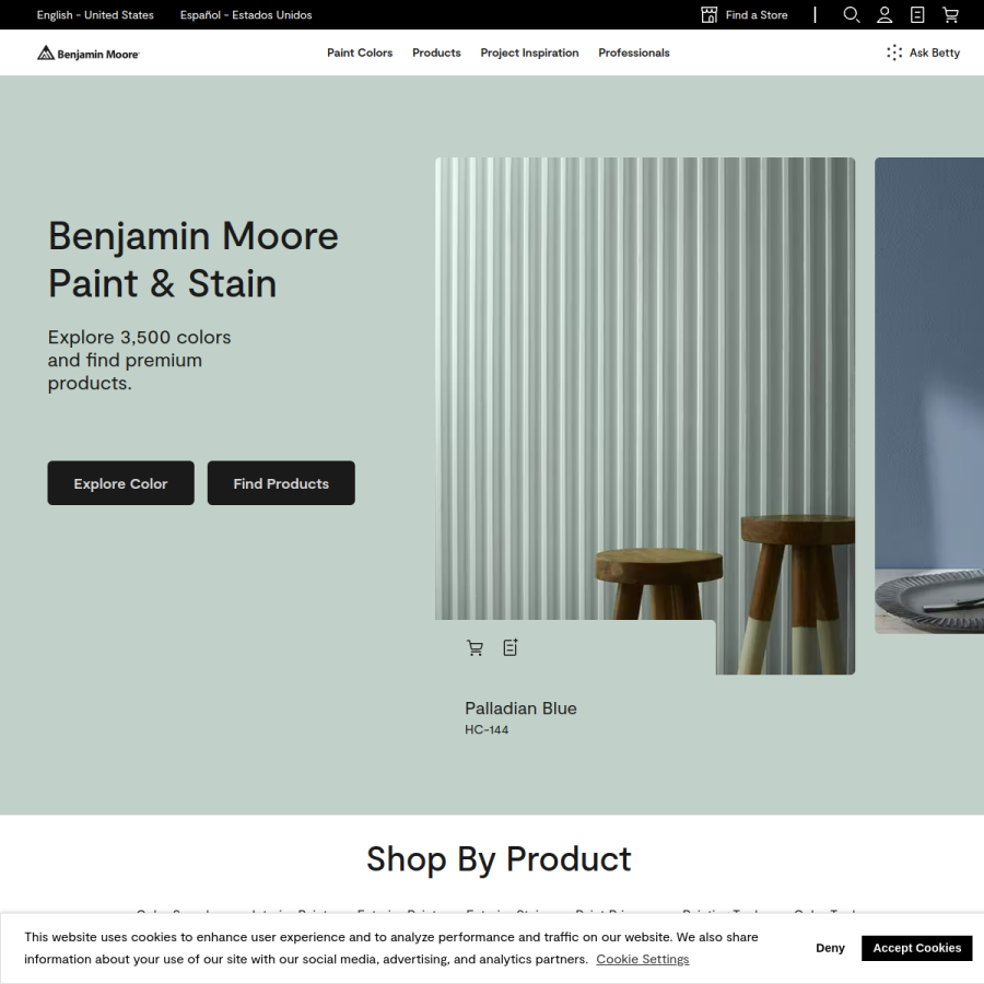 benjaminmoore.com homepage screenshot
